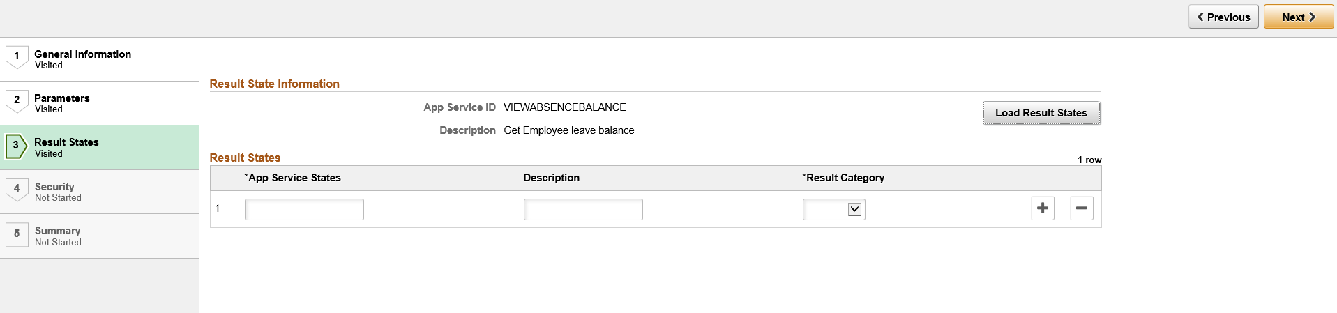 Step 3 - Application Service Registration Wizard - Result States Page
