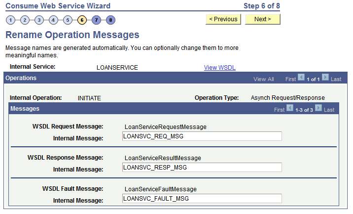 Rename Operation Messages page
