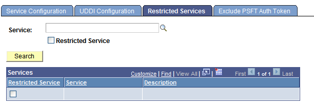 Restricted Services page