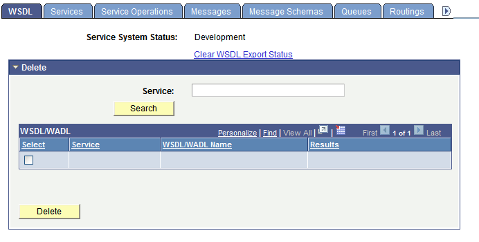 Service Administration - WSDL page