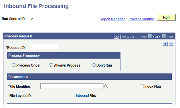 Inbound File Processing page