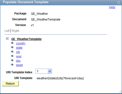 Populate Document Template page