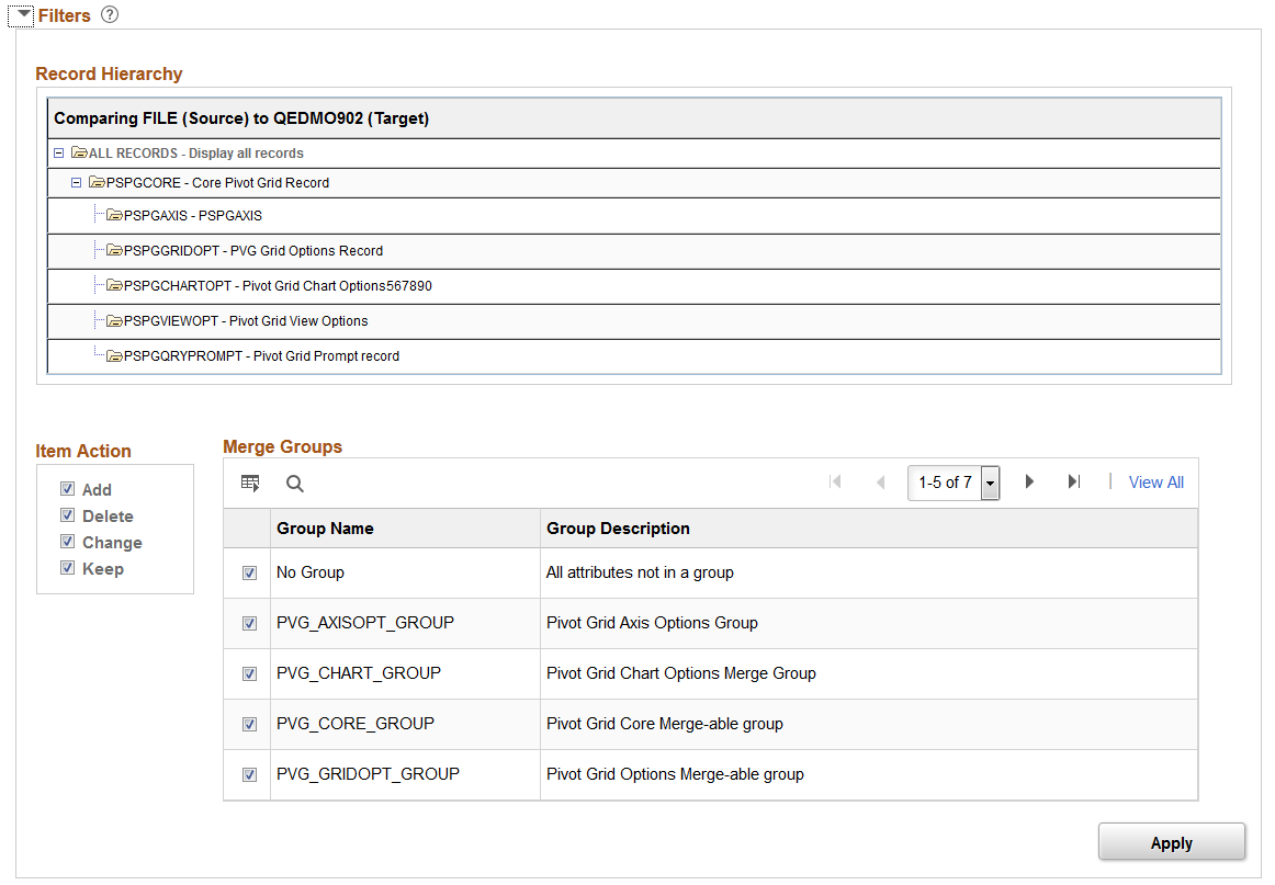 Report detail filter example