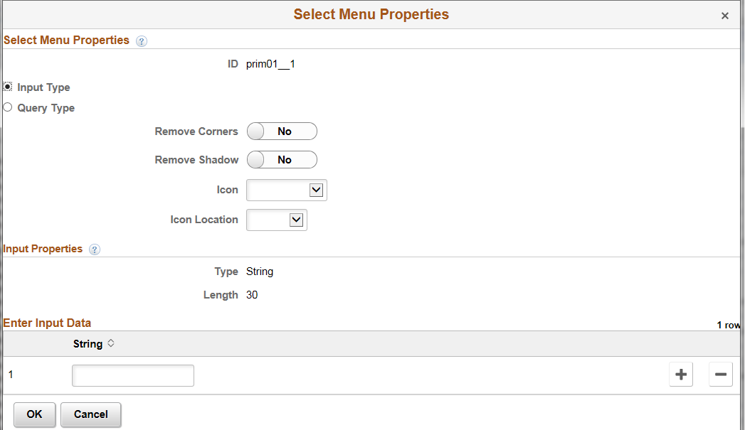 Select Menu Properties- Input Type