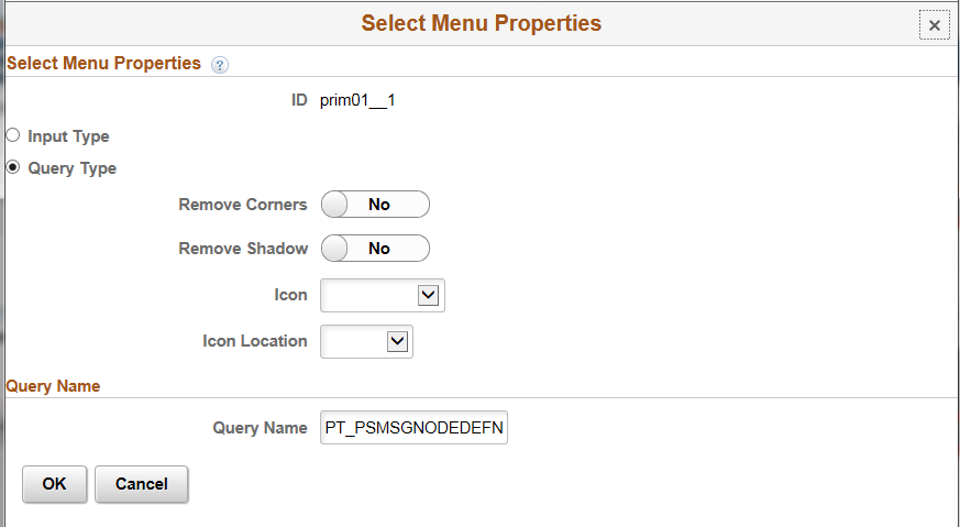 Select Menu Properties-Query Type
