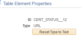 Table Elements Properties header section after changing type