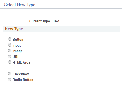 Select New Type page