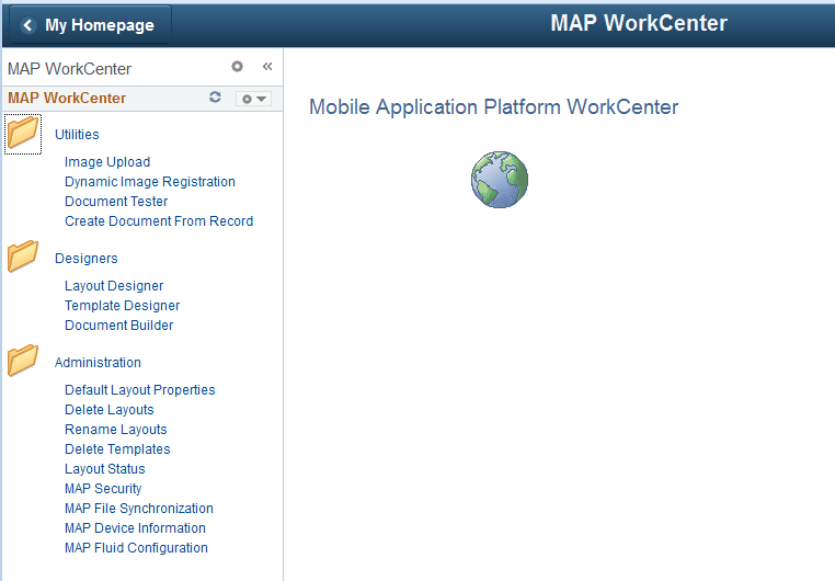MAP WorkCenter page