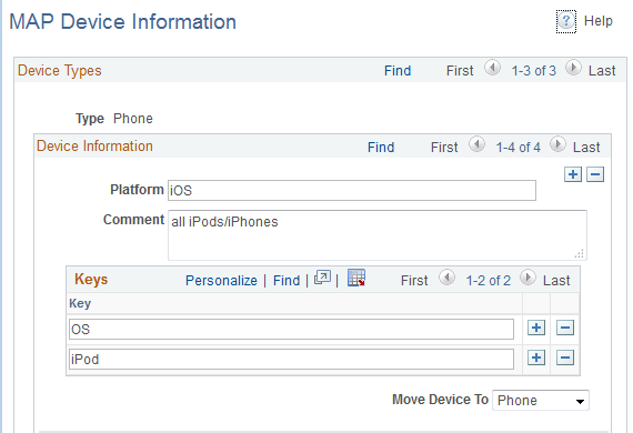 MAP Device Information page