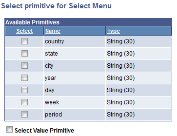 Select Primitive for Select Menu page