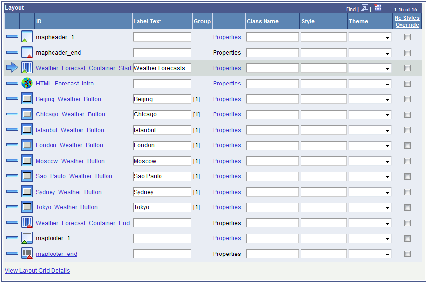 Example: Alternate IDs defined for the page elements in the example