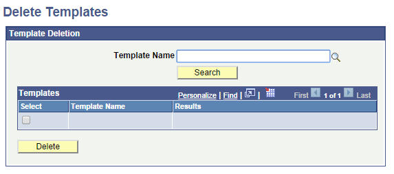 Delete Templates page