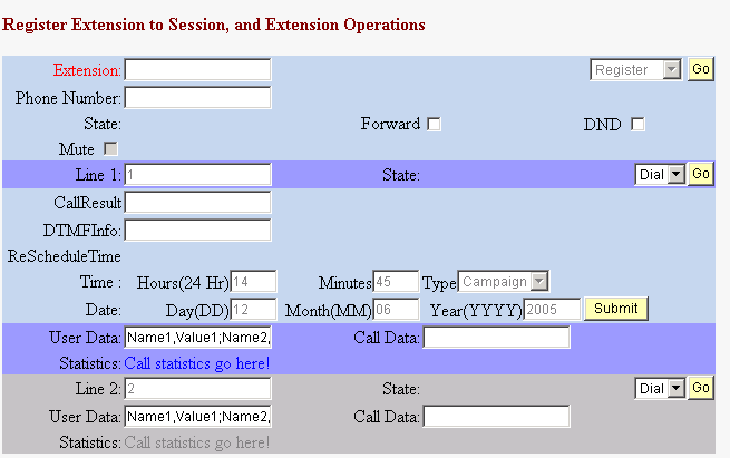 The Register Extension to Session, and Extension Operations group box