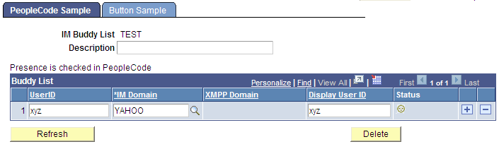 PeopleCode Sample page