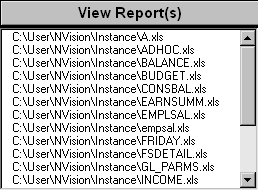 View Reports list displaying current instances