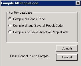 Compile All PeopleCode dialog box
