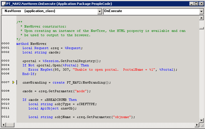 Source code pane and call stack pane showing the yellow triangle execution pointer