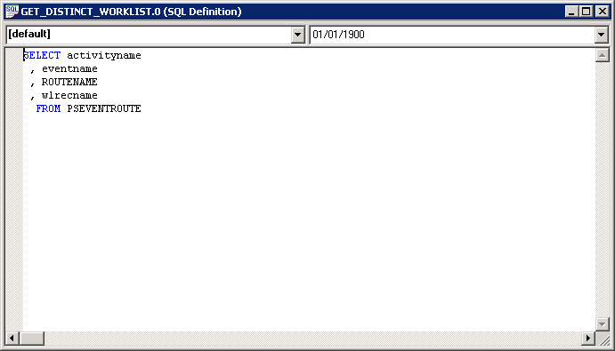 Example of a SQL definition with an effective date