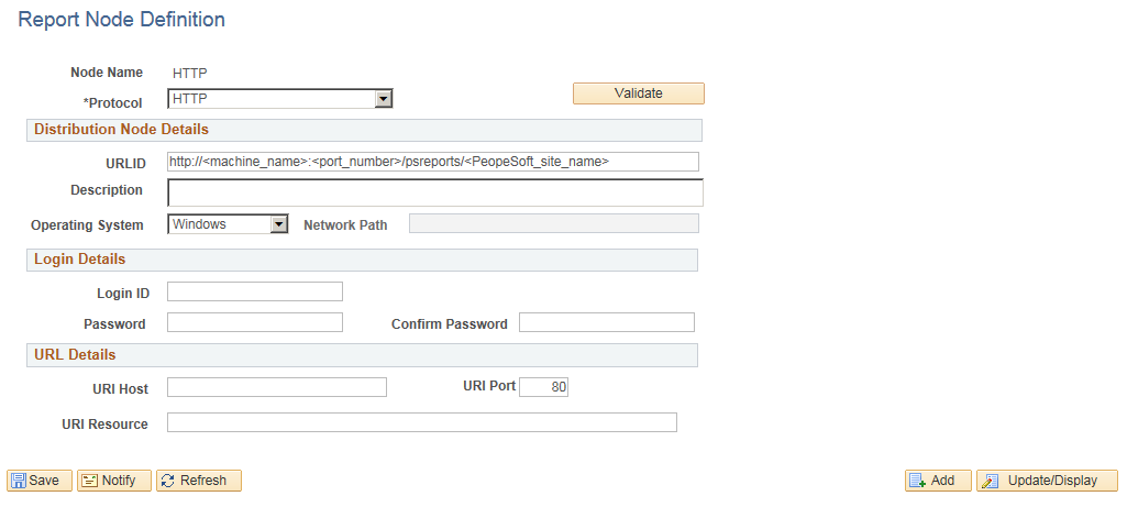 Report Node Definition-HTTP page