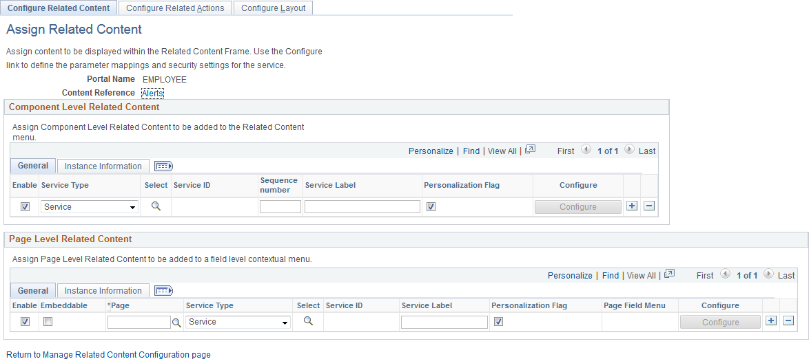 Configure Related Content page for a fluid content reference