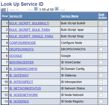 Look Up Service ID page