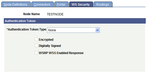 Node Definition - WS Security page