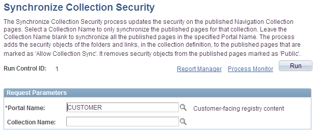 Synchronize Collection Security page