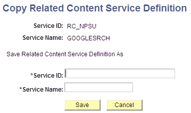 Copy Related Content Service Definition page