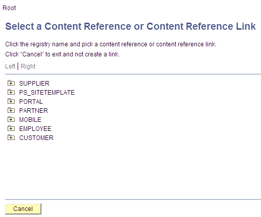 Select a Content Reference or Content Reference Link page