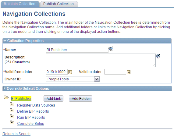 Navigation Collections page
