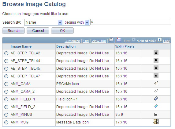 Browse Image Catalog page