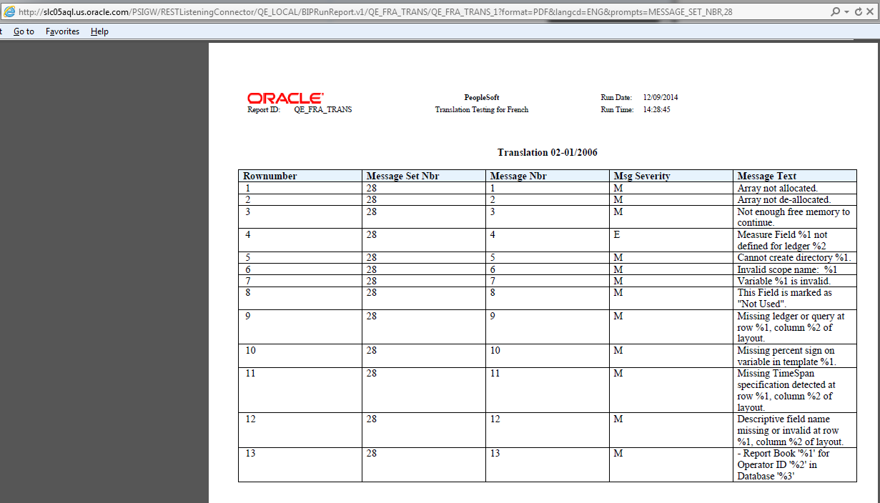 Report output file