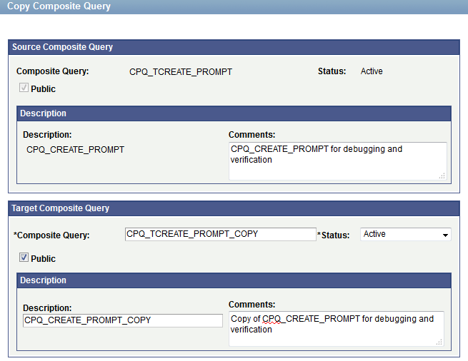 Copy Composite Query page