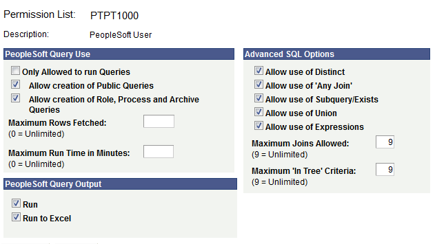 Security - Query Profile page