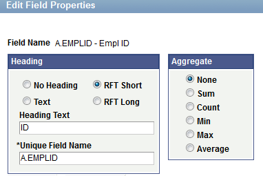 Edit Field Properties page