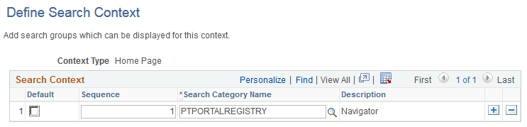 Define Search Context page