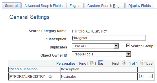 Search Category - General Settings