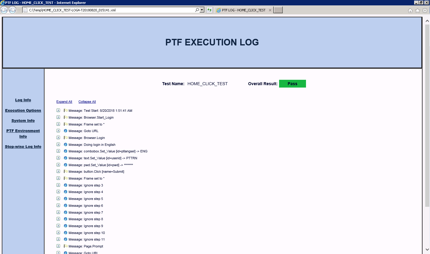 Sample log file in xml format