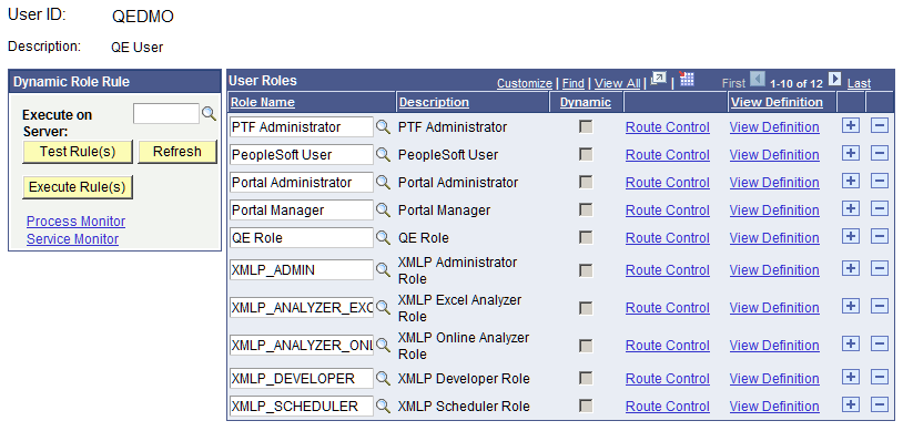 Example of the User Profile - Roles page
