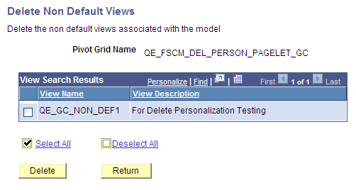 Delete Non Default Views page