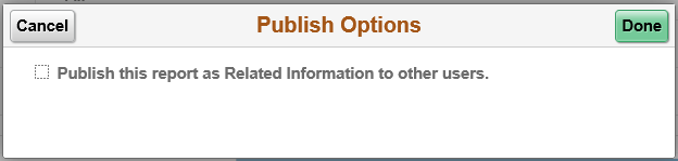Publish Options in Analytics Wizard