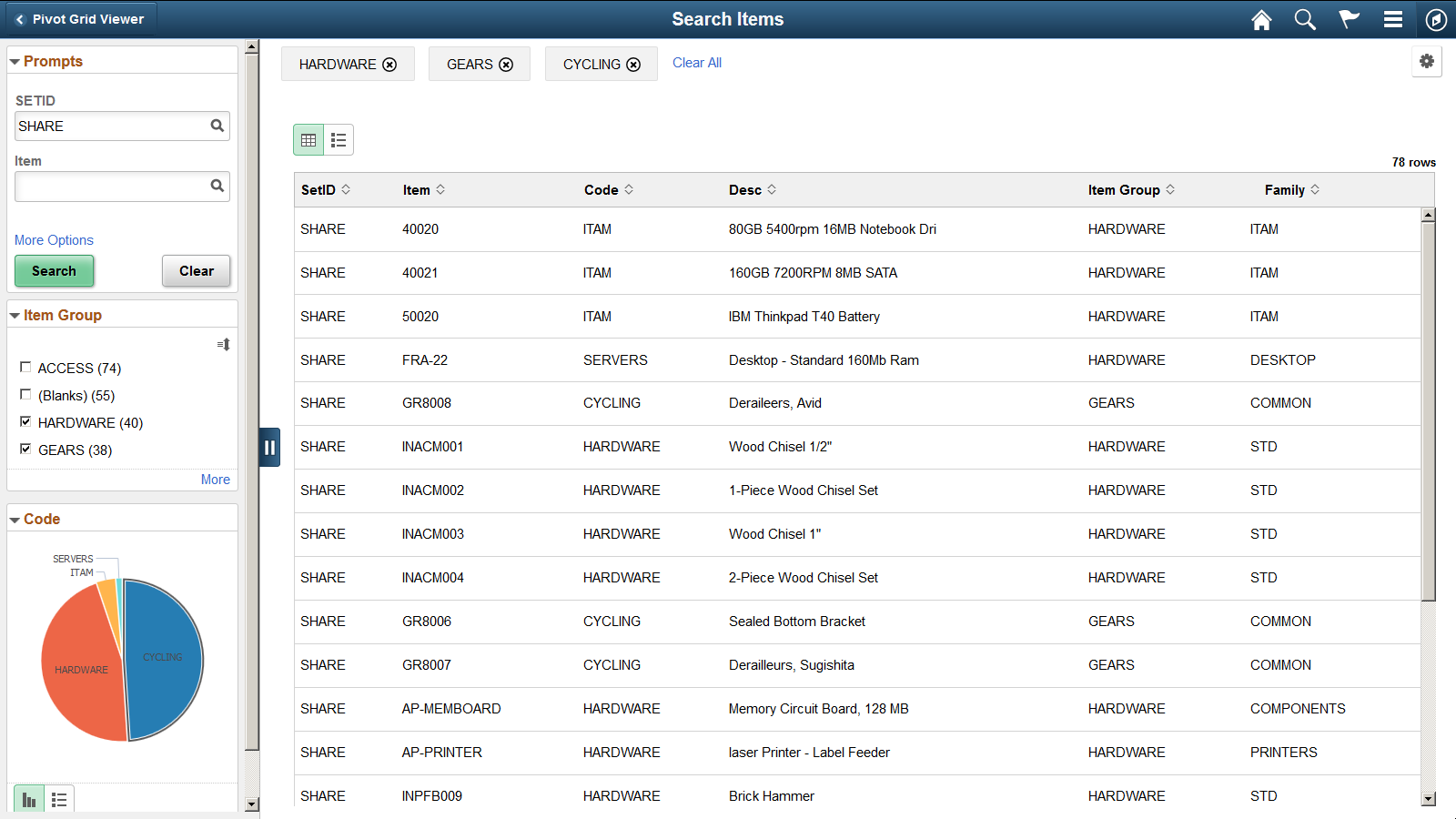 Component Real Time Search results - Grid view