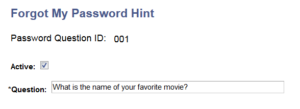 Forgot My Password Hint page
