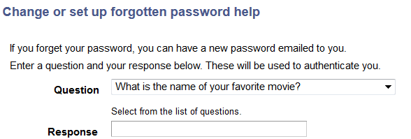 Change or set up forgotten password Help page