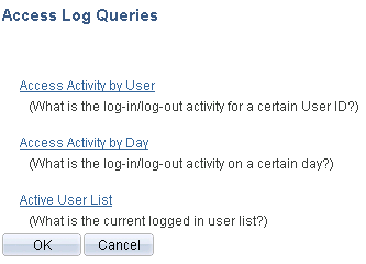 Access Log Queries page