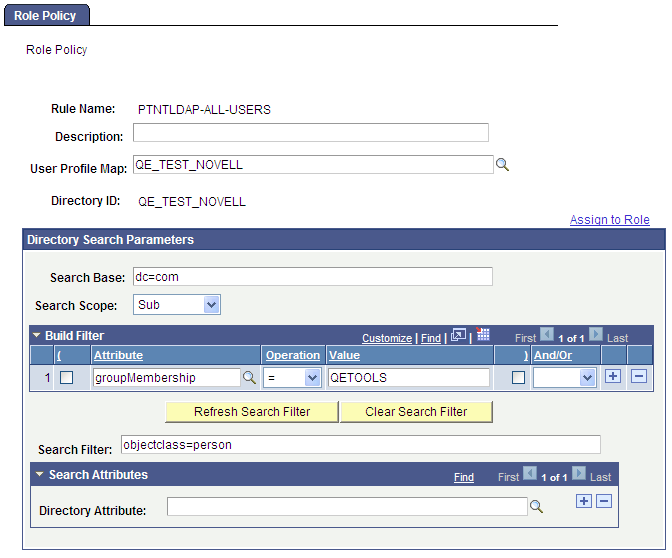 Role Policy page