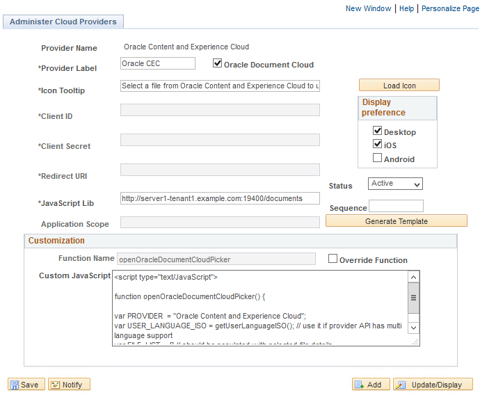 Administer Cloud Providers page