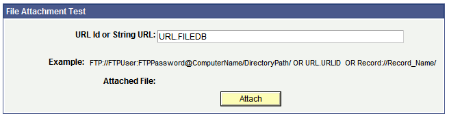 File Attachment Test example: Entering URL ID
