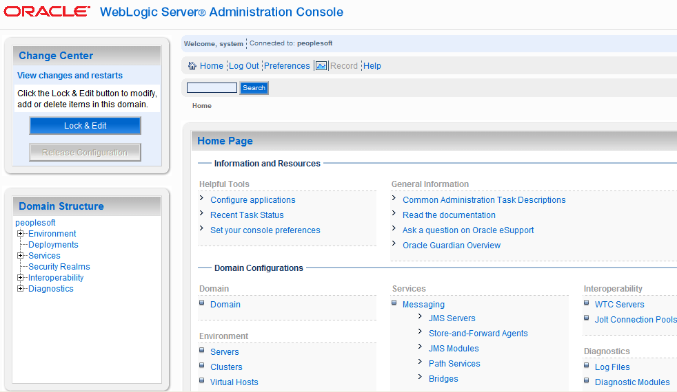 Oracle WebLogic Server Administration Console