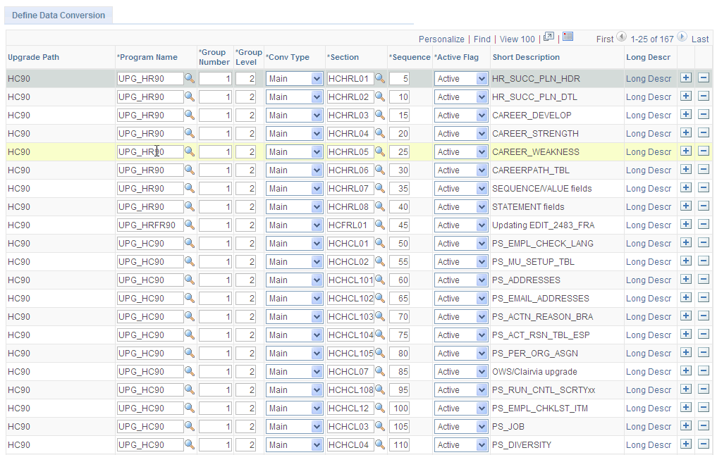 Define Data Conversion page